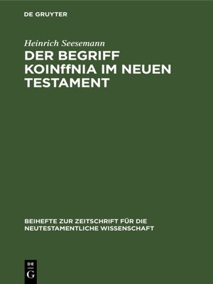 cover image of Der Begriff KoinΩnia im Neuen Testament